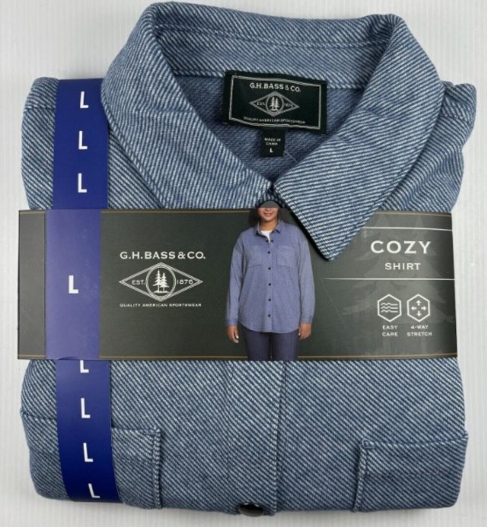 *GH Bass Womens Cozy Shirt Relaxed Fit Flannel Pockets